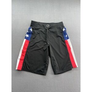 Hylete Shorts Mens Black USA Flag Boardshorts Patriotic Stars Stripes Gym Zip